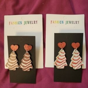 NEW Christmas Tree Cake Earrings 3 Pair